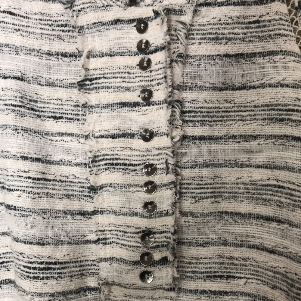 Free People Women's Henley Textured Striped Pullover Top Small